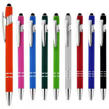 Promotional 2 in 1 Multi Function Metal Ball Pen Aluminum Soft Touch Screen Ballpoint Pen Logo Tablet Stylus Pen